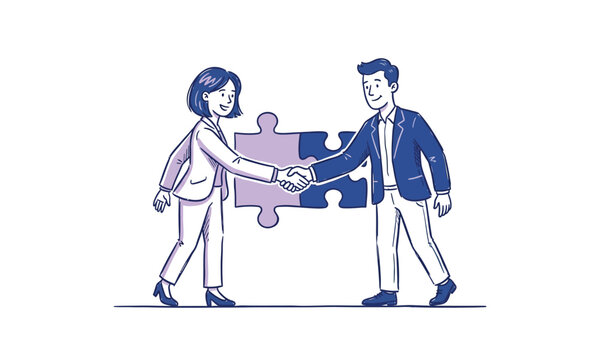 Business partnership and strategic collaboration concept illustrationBusiness partnership and strategic collaboration concept illustration
