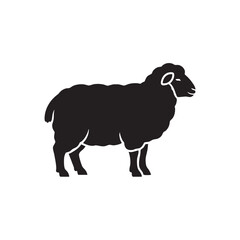 Obraz premium A black silhouette of a sheep standing in profile a farm animal representation silhouette ram