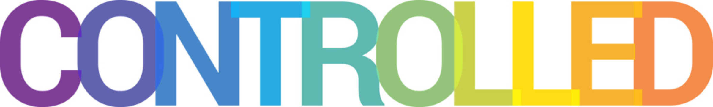 Modern block letters spelling CONTROLLED with an attractive rainbow gradient suggesting management and precision in operations