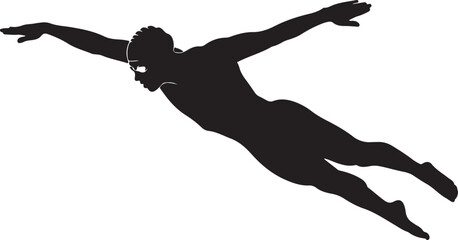 Fototapeta premium Diving, Silhouette, Black, Vector, Diver, Swimming, Sports