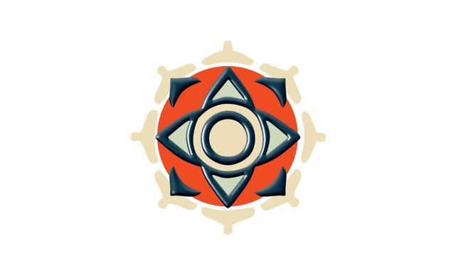 2D Animated Mandala Compass Symbol with Sacred Design for Wellness Themes