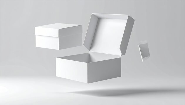 Floating paper box mockup, packaging clean design