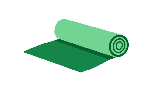 2D Animated Yoga Mat with Rolled Design for Fitness Content