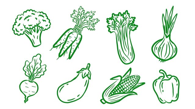 Naive hand drawn vegetable doddle illustration 