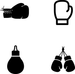 Fototapeta premium Boxing gloves and speed bag icons on a plain surface representing combat sports training and fitness