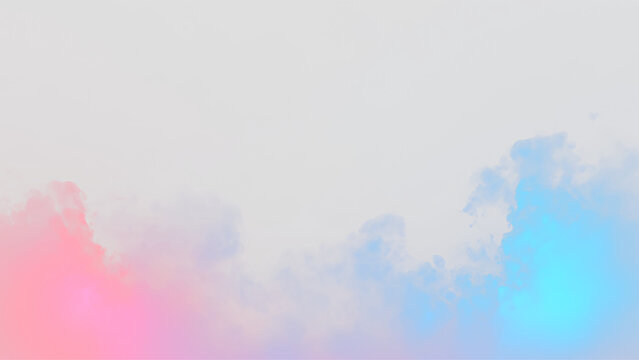 Clouds in shades of blue and pink on a transparent background with soft edges and varying opacity