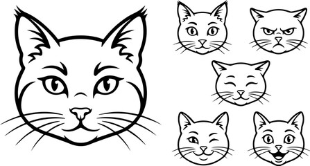 Cat_face_illustrations_black_white © Sohel