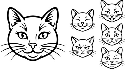 Cat_face_illustrations_black_white © Sohel