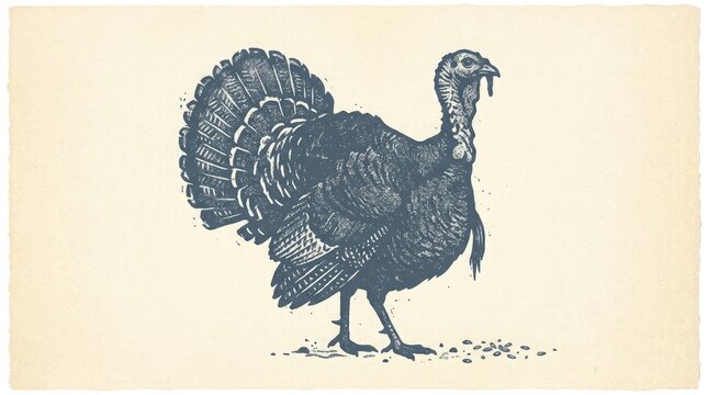 Vintage style illustration of a turkey for thanksgiving celebrations and holiday decor