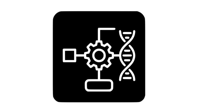 Dna genetic engineering icon with gear mechanism genetics engineering technology