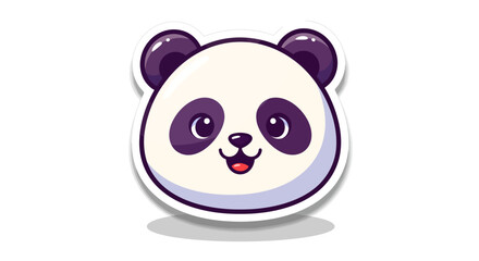 Adorable cartoon panda head sticker with a happy smile. © Umi