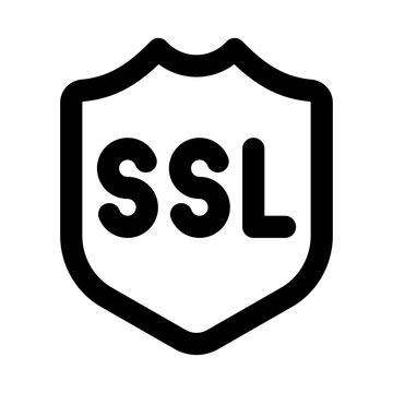 Security SSL icon. Editable line icon. Professional and modern outline icon vector illustration featuring shield with SSL certificate text in a clean design.
