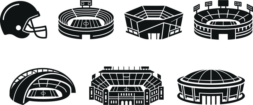 American football stadium and helmet icons