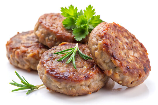 Goetta sausage patties, isolated on white background