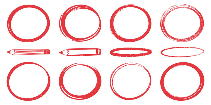 Hand drawn circular frames and marker borders for highlighting essential text on document pages now