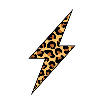 Leopard lightning bolt svg cut file. Isolated vector illustration.