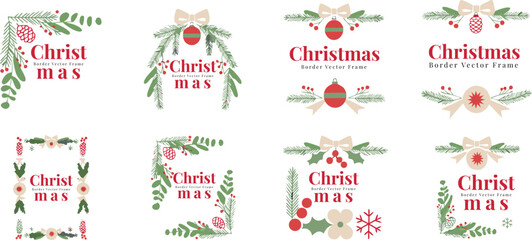 Christmas greeting card templates with floral and snowflake designs © MdAzizul