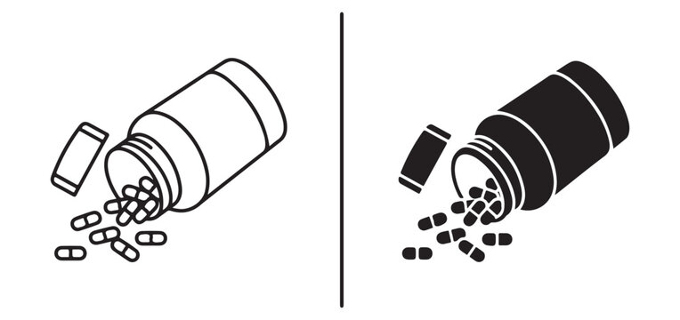 medicine bottle with pills spilling out