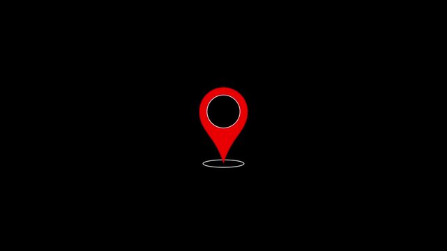 Simple location icon animation on black background. Country GPS location tracking icon. Map pointer icon set with pin symbols for navigation and location markers