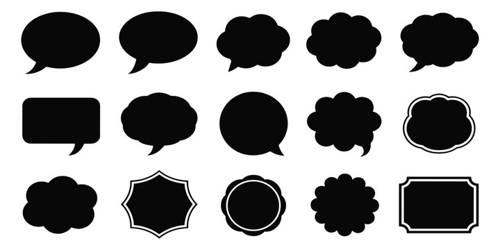 Various speech bubble silhouettes and message chat balloons for comic design and messaging apps