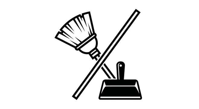 Broom and Dustpan Icon for Cleaning Service