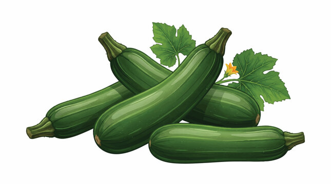 Assorted fresh green zucchinis arranged in a rustic garden display ready for cooking.