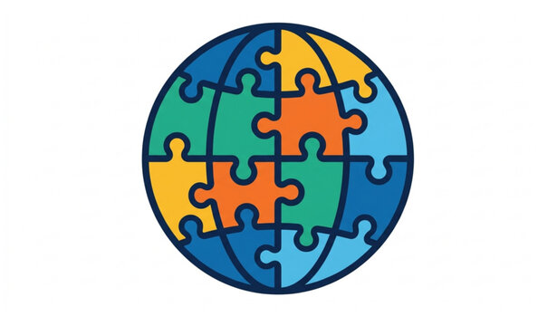 Abstract Globe Puzzle Logo Vector Template for Global Connection and Innovation