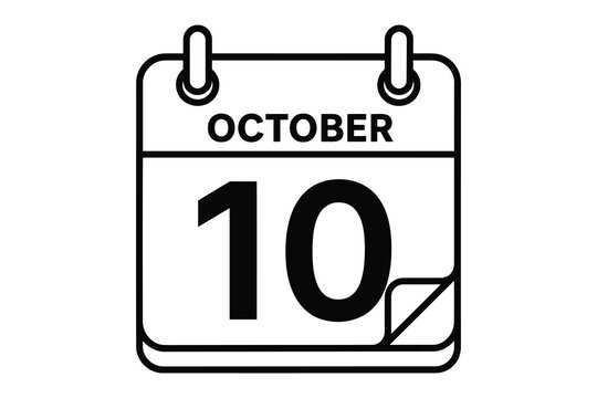 October 10 calendar page with ring mark