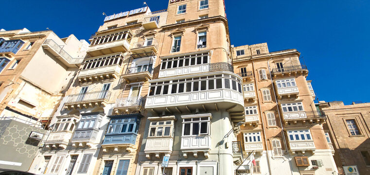 Gallarija Maltija, the Maltese "bow window" in Valletta, Malte island