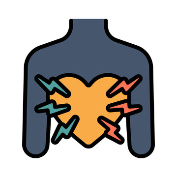 Heartburn Chest Pain Symptom Icon for Cardiology