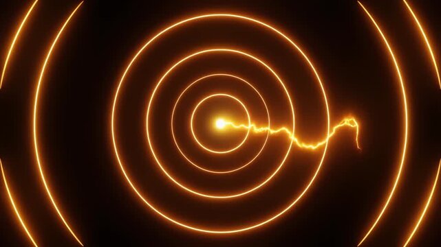 Translucent glowing target bullseye floating in a dark void, concentric rings pulse of energy, radial compression