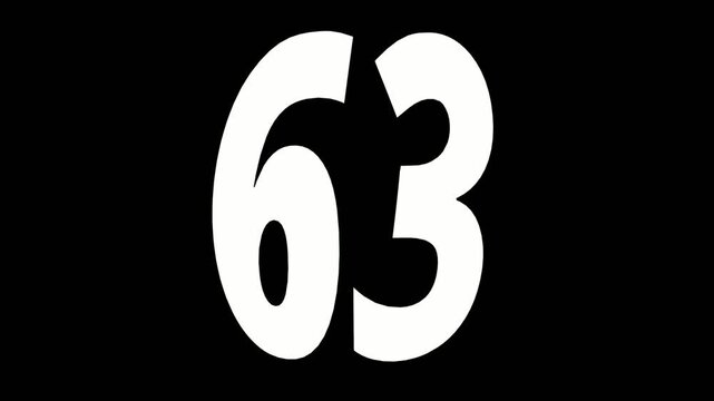 countdown numbers animation, counting from 1 to 100, isolated on black background, for video editing