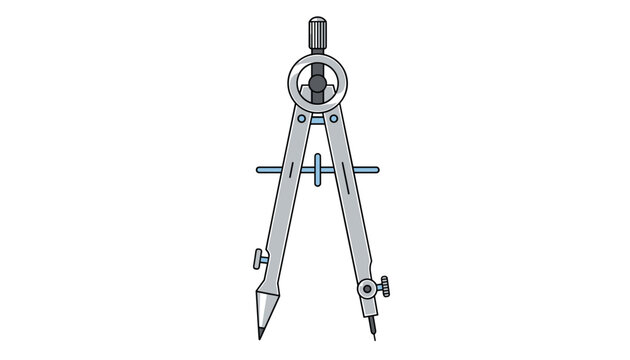 Precision drawing compass tool made of metal for geometric constructions, architectural drafting, and technical school assignments.