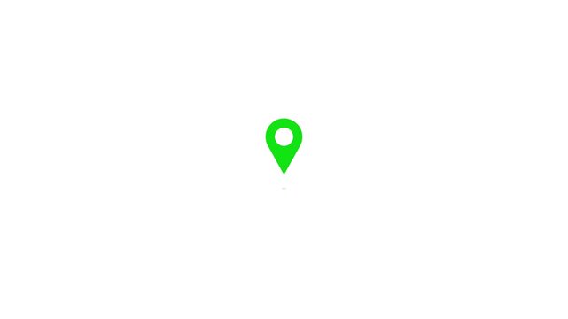 Green location pin marker icon on an isolated white background for map navigation, travel direction, and GPS tracking concept