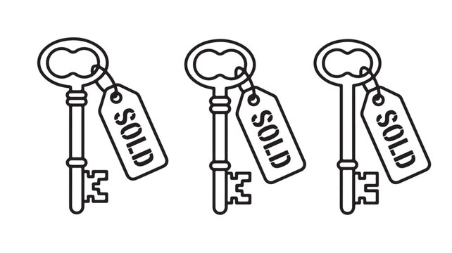 Three Sold Keys With Tags For Real Estate Property Concepts