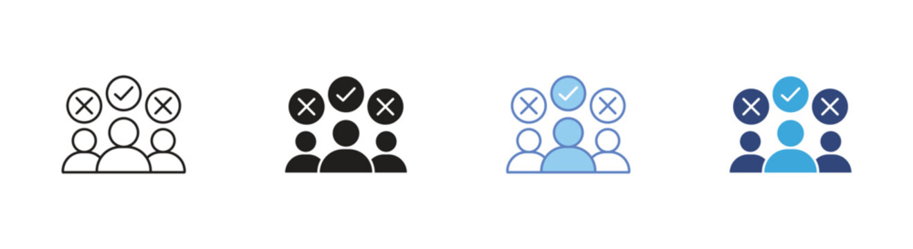 Decision management icon set, Team leadership symbols, Stakeholder management vector icons, Business strategy signs, Organizational decision vector icons