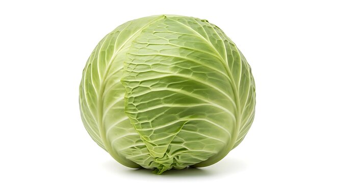 Fresh green cabbage isolated on white healthy vegetable for salads and cooking