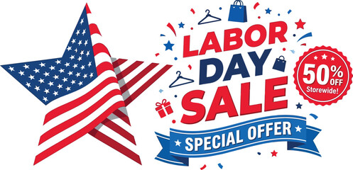 Fototapeta premium Labour day canada logo with maple leaf and gear