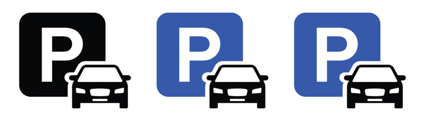Car parking sign icon set isolated on transparent background vector © Solayman
