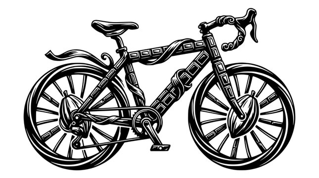 Ornate Bicycle Illustration - Vintage Style Mechanical Art