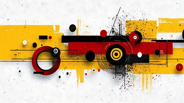 Yellow school bus with red wheels on snowy road with tire tracks