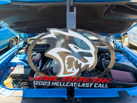 Dodge Challenger Hellcat Engine Bay At Car Show