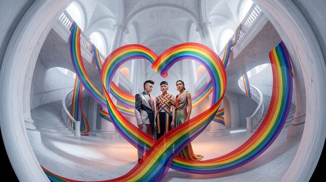 LGBTQ+ Diversity Pride Fashion in Grand Architecture