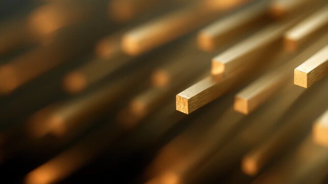 Abstract gold market volatility represented through dynamic geometric patterns and arrows, modern financial artwork