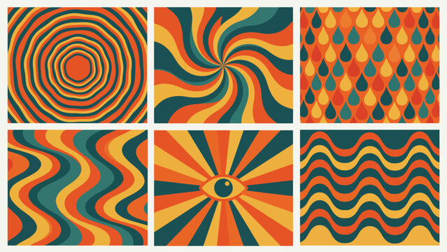 Vector illustration groovy retro patterns
