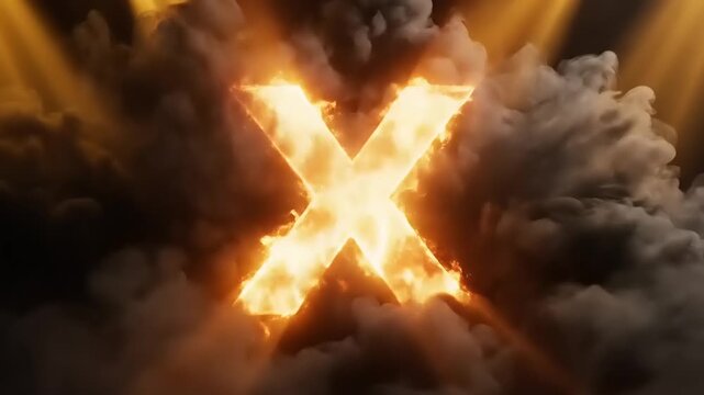 Dramatic Fiery Cross in Dark Cloudy Sky.