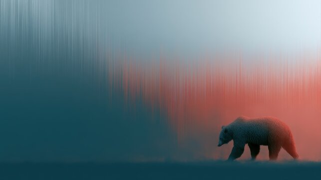Bear market caution represented by descending financial indicators and subdued economic tones, investment risk concept