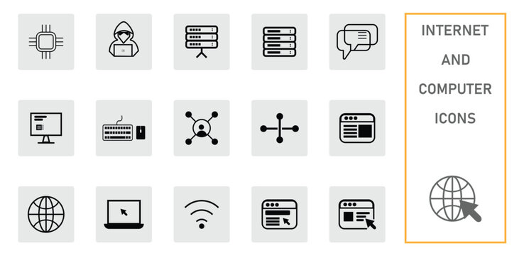 Set of Information technology line icons collection. Big UI icon set in a flat design.Vector Illustration  