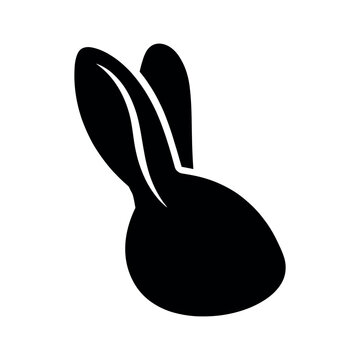 Minimalist Bunny Head Silhouette Vector Illustration for Logo Branding Design