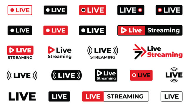 Live Streaming and Broadcast Icons and Buttons on White Background do1fj0rnweea4hulojh6ha traced